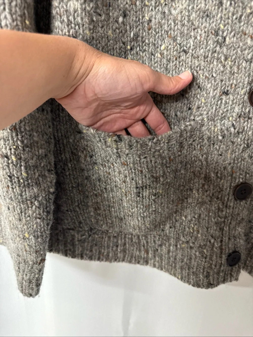 Celtic & Co. Donegal Funnel Neck Cardigan Jumper ‎ Sweater Sz M 100% Wool Gray